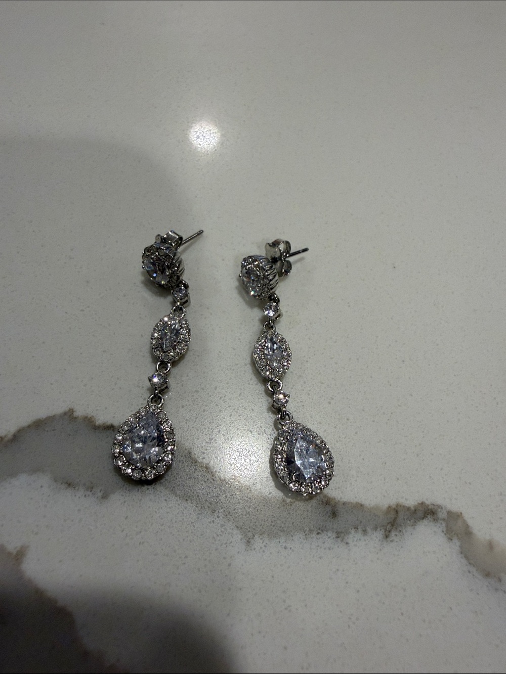 Nadri Silver-Tone Crystal Drop Earrings